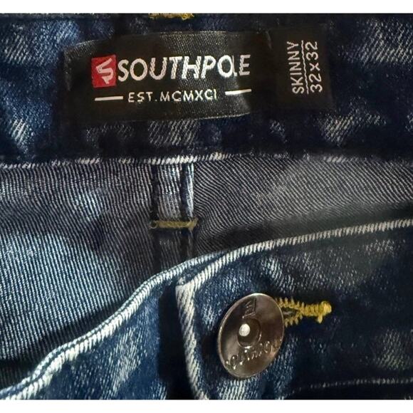 Southpole Jeans Mens 32x32 Blue Denim 5 Pockets Design High Waisted Skinny Leg - Picture 3 of 11